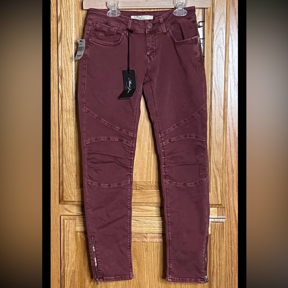 Mavi Jeans Womens 27/32 Low Rise Burgundy Stretch Zipper Hipster Preppy Classic